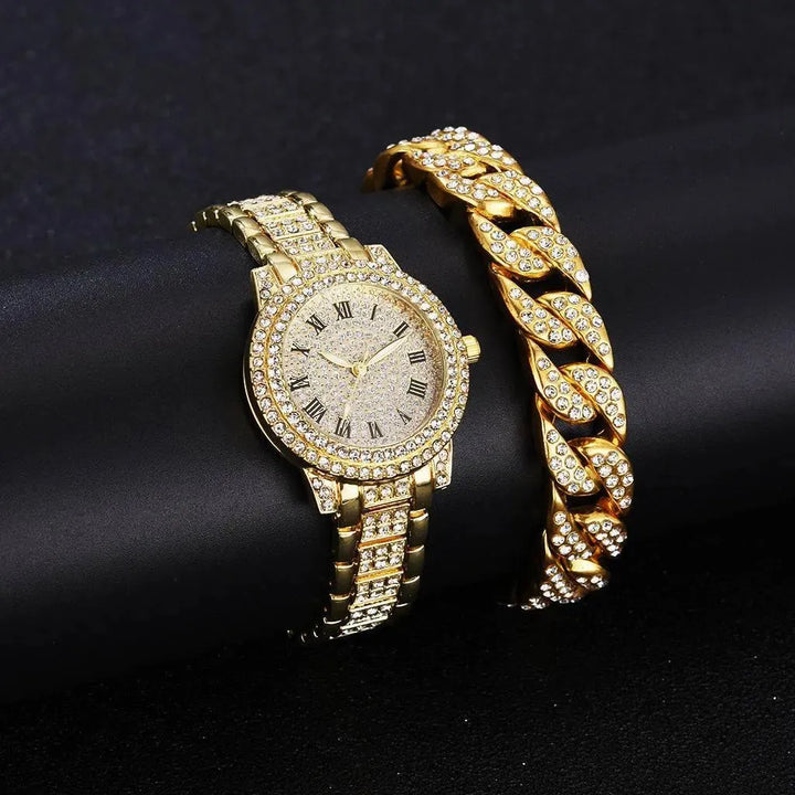 GlamourSpark Diamond: Luxe Alloy Bracelet Watch for Women - The Watch Tower