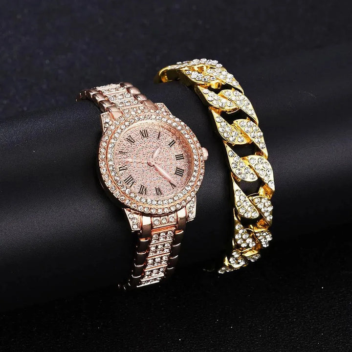 GlamourSpark Diamond: Luxe Alloy Bracelet Watch for Women - The Watch Tower