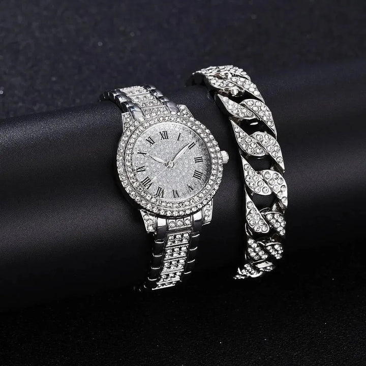 GlamourSpark Diamond: Luxe Alloy Bracelet Watch for Women - The Watch Tower