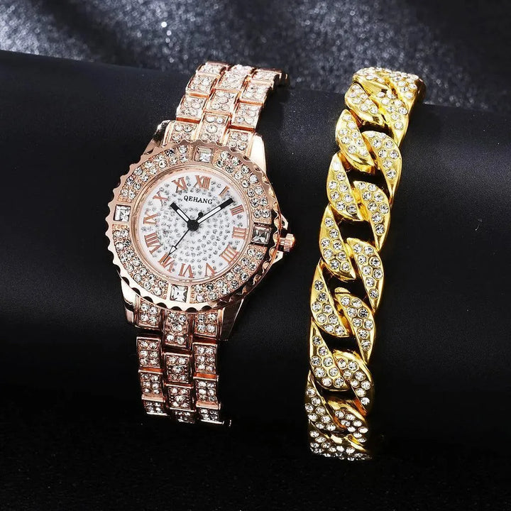 GlamourSpark Diamond: Luxe Alloy Bracelet Watch for Women - The Watch Tower