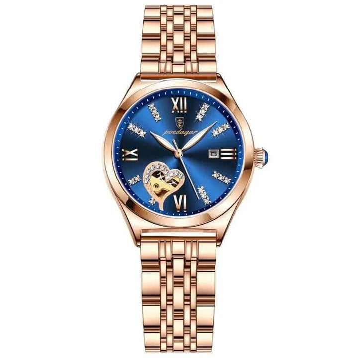 LunaGlow Femme: Elegant Waterproof Night Glow Quartz Watch for Women - The Watch Tower