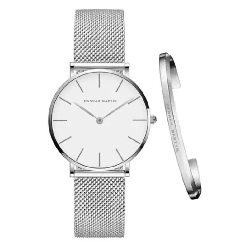 AquaMesh Elegance: Sleek Quartz Movement Waterproof Mesh Strap Watch - The Watch Tower