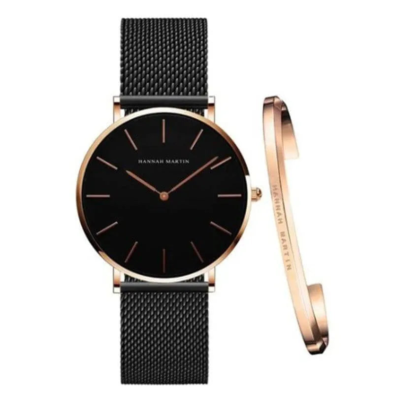 AquaMesh Elegance: Sleek Quartz Movement Waterproof Mesh Strap Watch - The Watch Tower