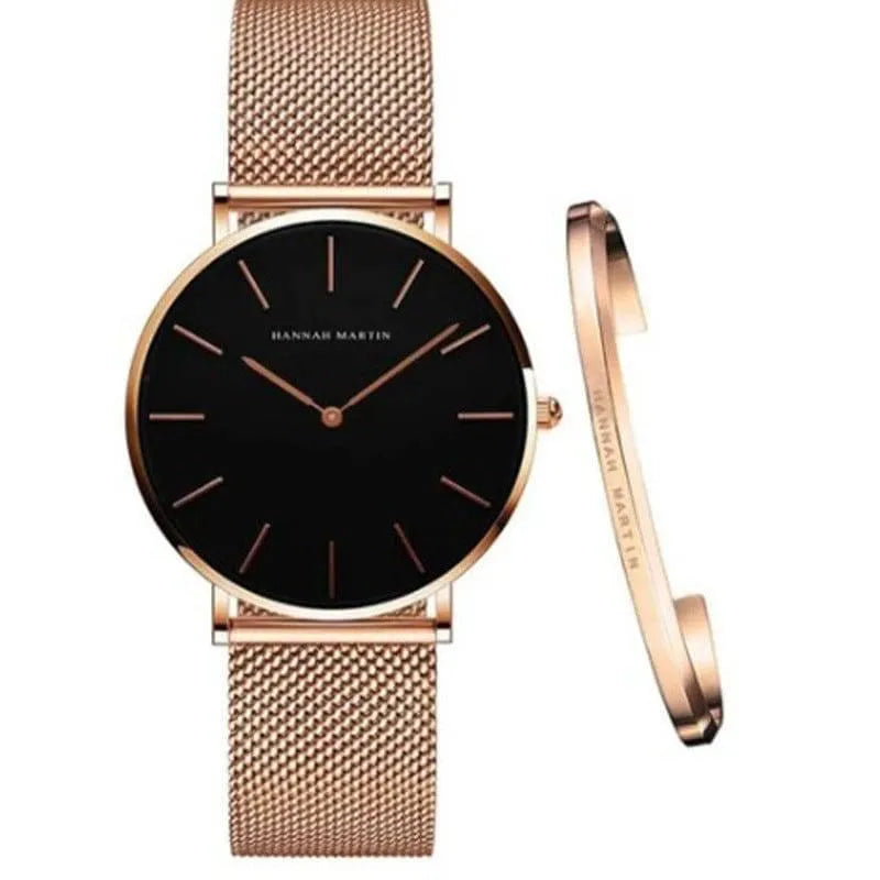 AquaMesh Elegance: Sleek Quartz Movement Waterproof Mesh Strap Watch - The Watch Tower