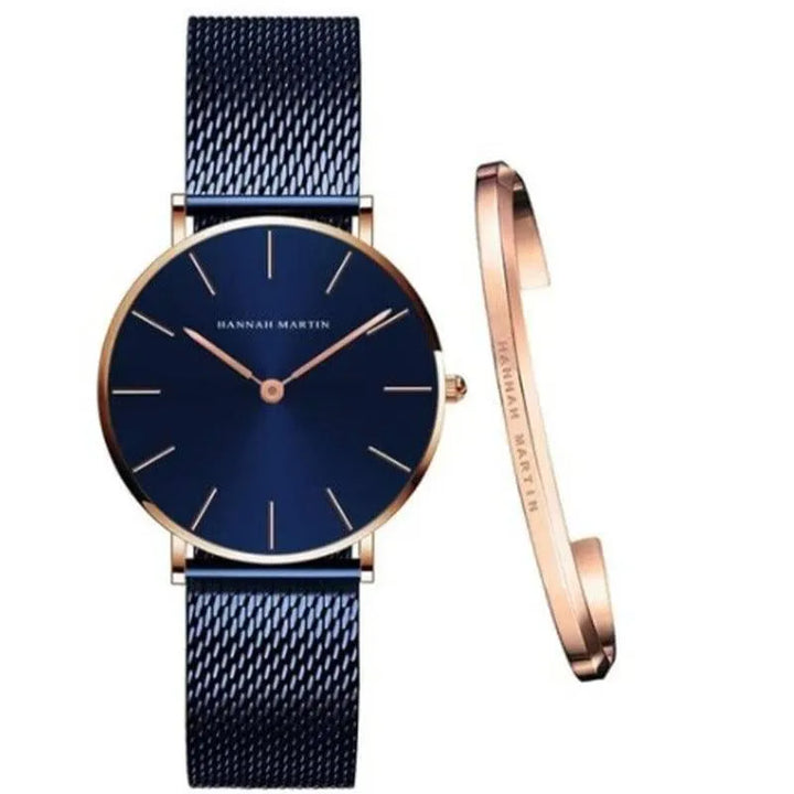 AquaMesh Elegance: Sleek Quartz Movement Waterproof Mesh Strap Watch - The Watch Tower