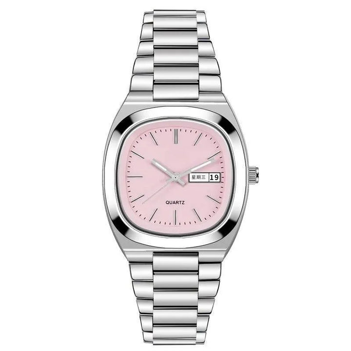 Ellipse Elegance: Oval Quartz Watch with Butterfly Clasp - The Watch Tower