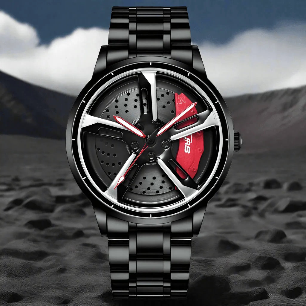 The Watch Tower Roadmaster: Stainless Steel Automobile Wheel-Inspired Quartz Watch - The Watch Tower