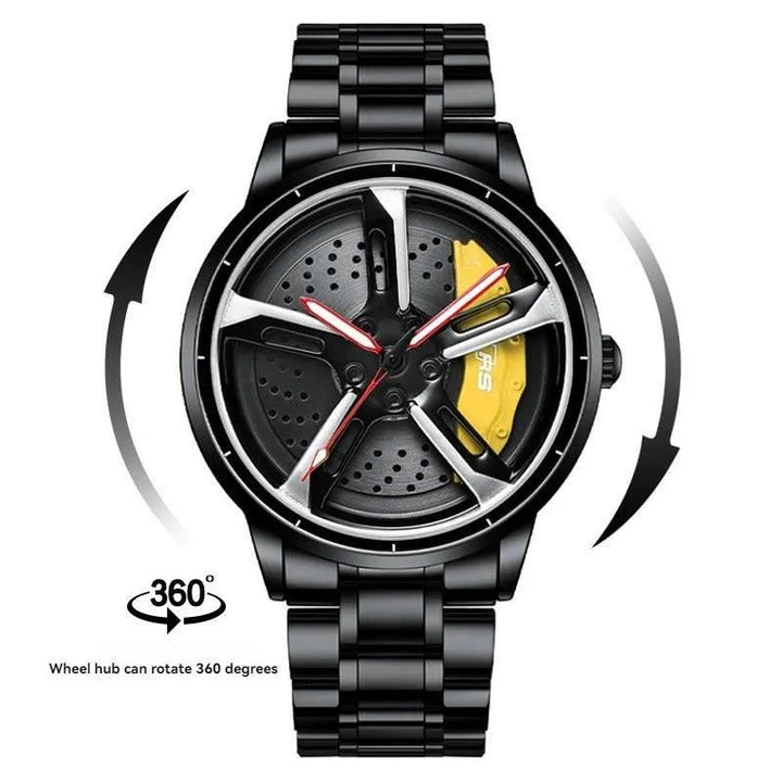 The Watch Tower Roadmaster: Stainless Steel Automobile Wheel-Inspired Quartz Watch - The Watch Tower