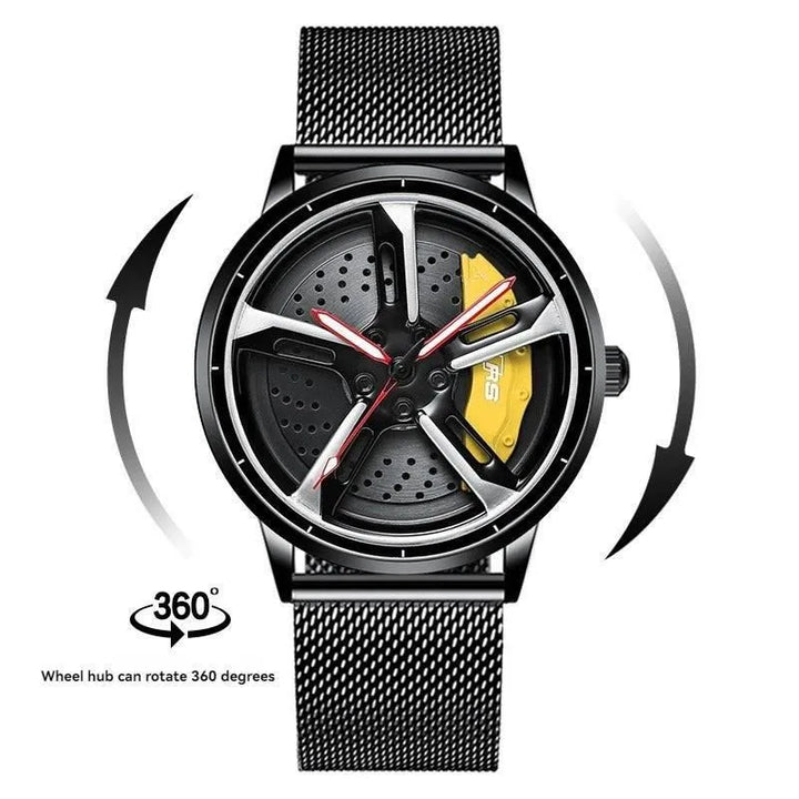 The Watch Tower Roadmaster: Stainless Steel Automobile Wheel-Inspired Quartz Watch - The Watch Tower