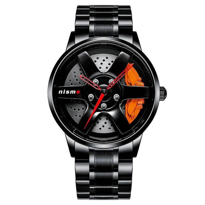 AquaHub Precision: Waterproof Steel Wheel-Inspired Men's Watch - The Watch Tower