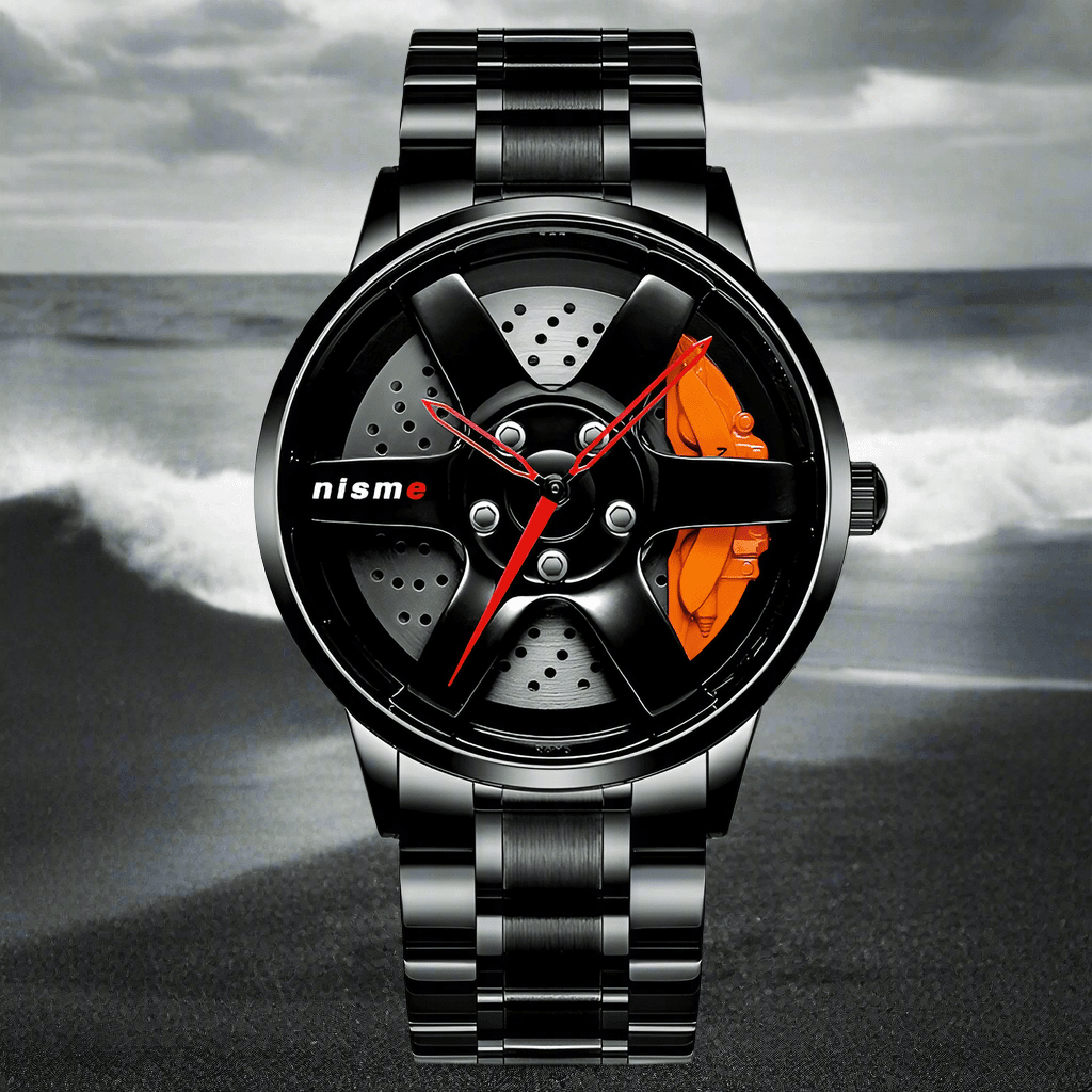 AquaHub Precision: Waterproof Steel Wheel-Inspired Men's Watch - The Watch Tower