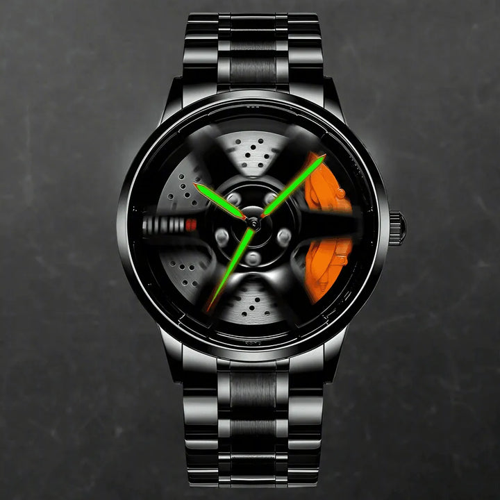 AquaHub Precision: Waterproof Steel Wheel-Inspired Men's Watch - The Watch Tower