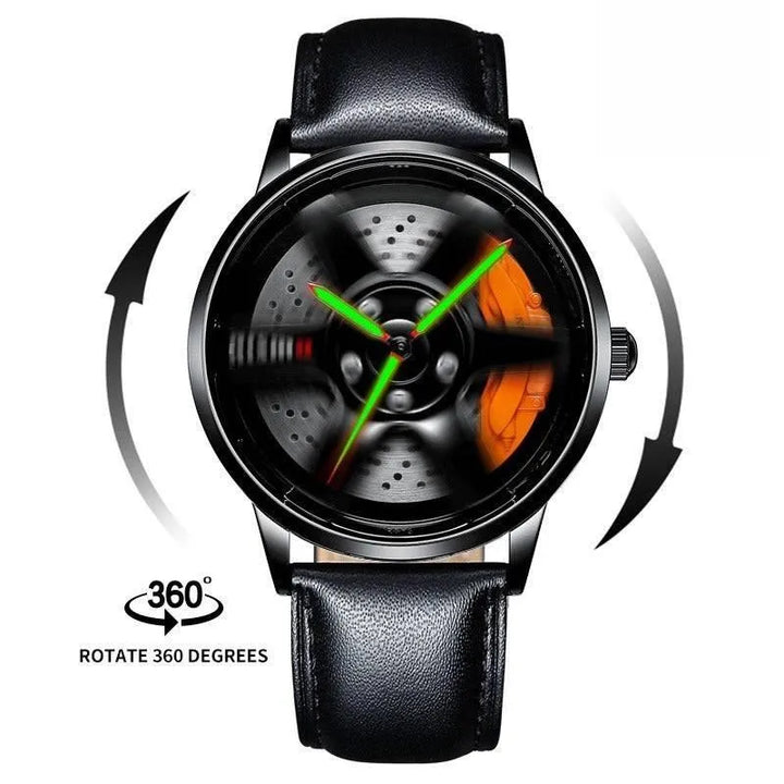 AquaHub Precision: Waterproof Steel Wheel-Inspired Men's Watch - The Watch Tower