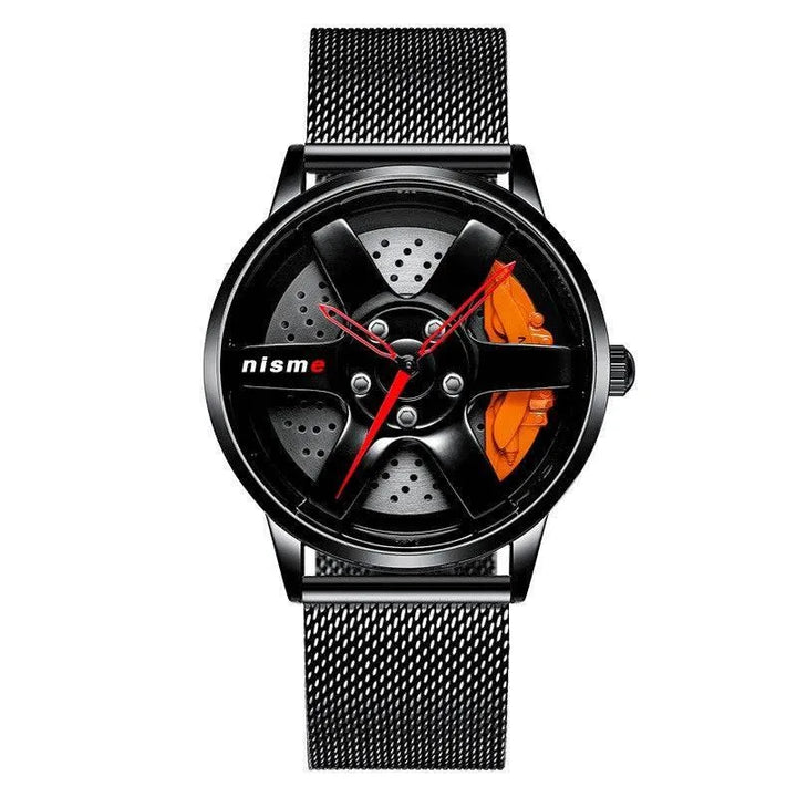 AquaHub Precision: Waterproof Steel Wheel-Inspired Men's Watch - The Watch Tower